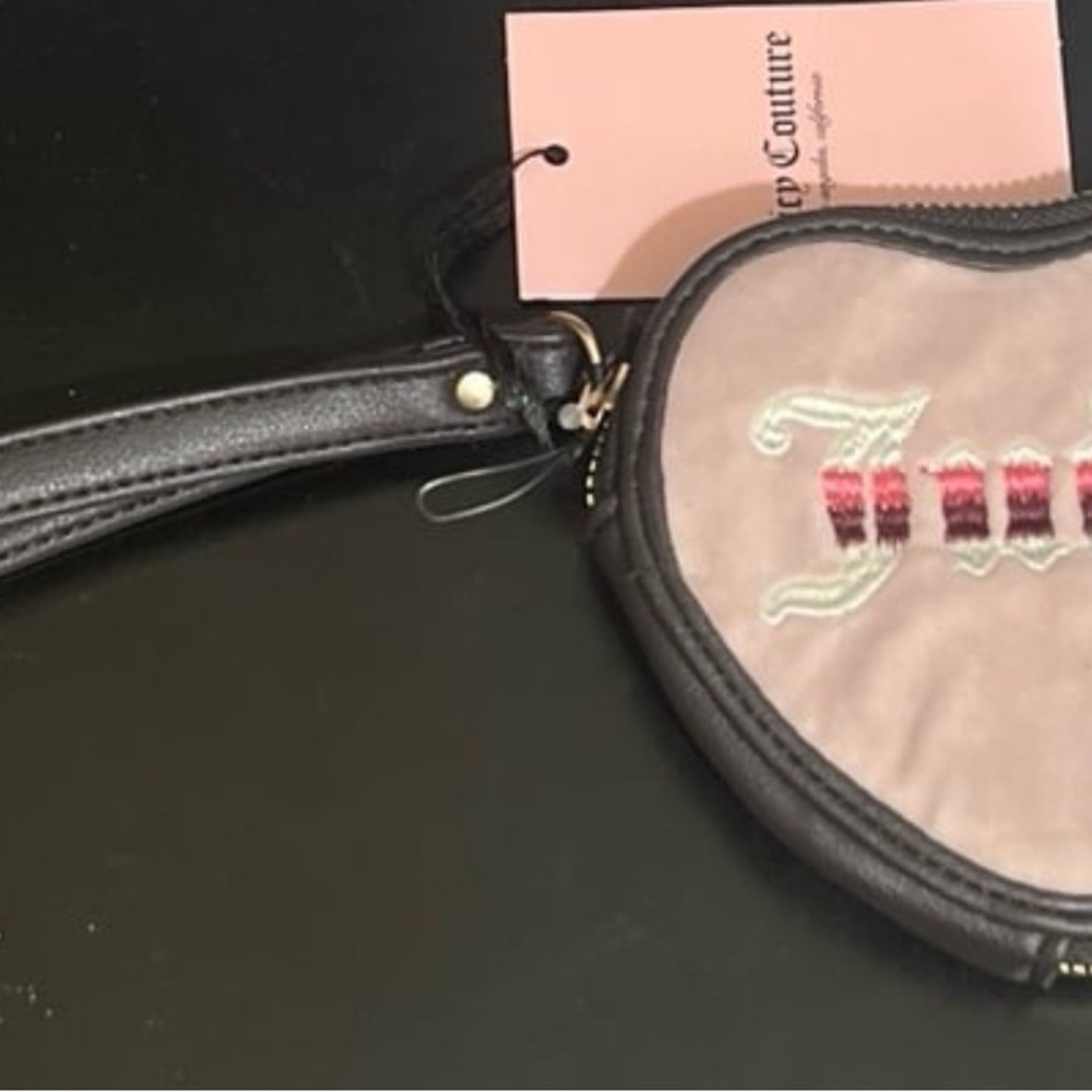 Juicy Couture Heart-Shaped Black and Cream Wristlet